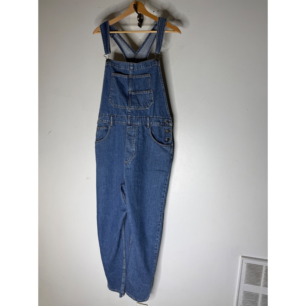 Free People We The Free Denim Overalls Medium Wash Blue Bib Jumpsuit Large
